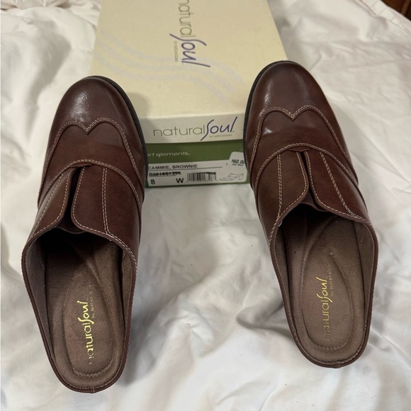 Natural Soul Shoes - Natural Soul Brown Leather Comfortable Slip‑Ons size 8
